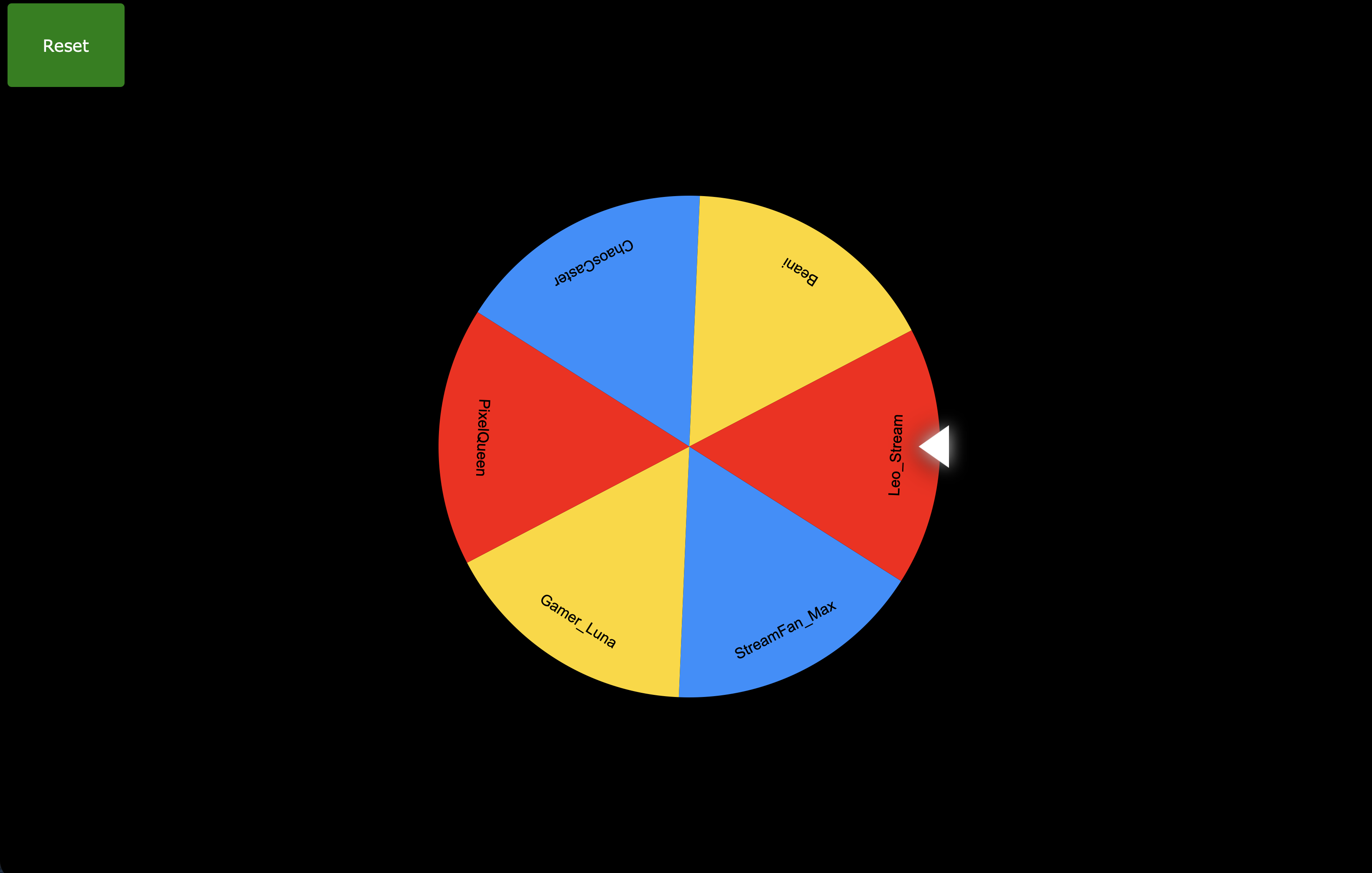 Raid-Wheel: Drehendes Rad mit Kanalnamen
